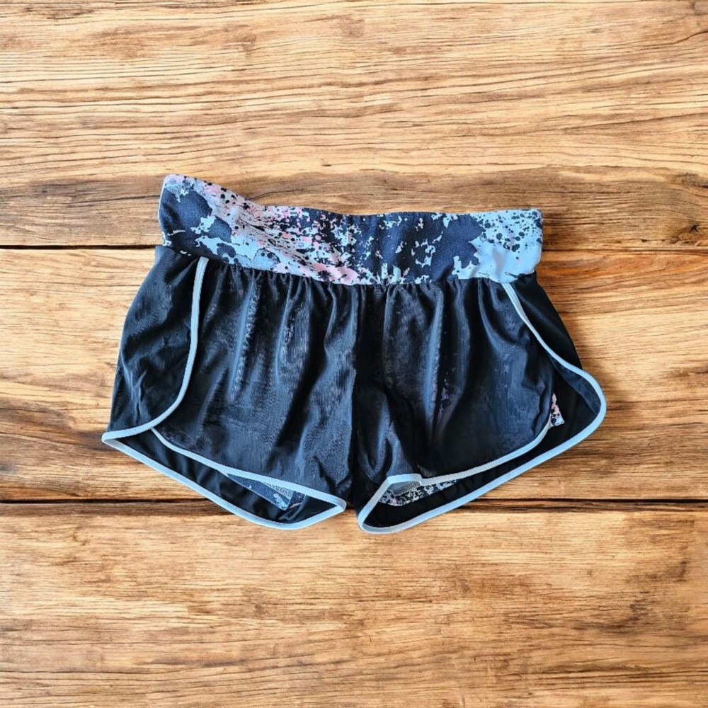 Fabletics Renata Black Mesh Overlay Shorts